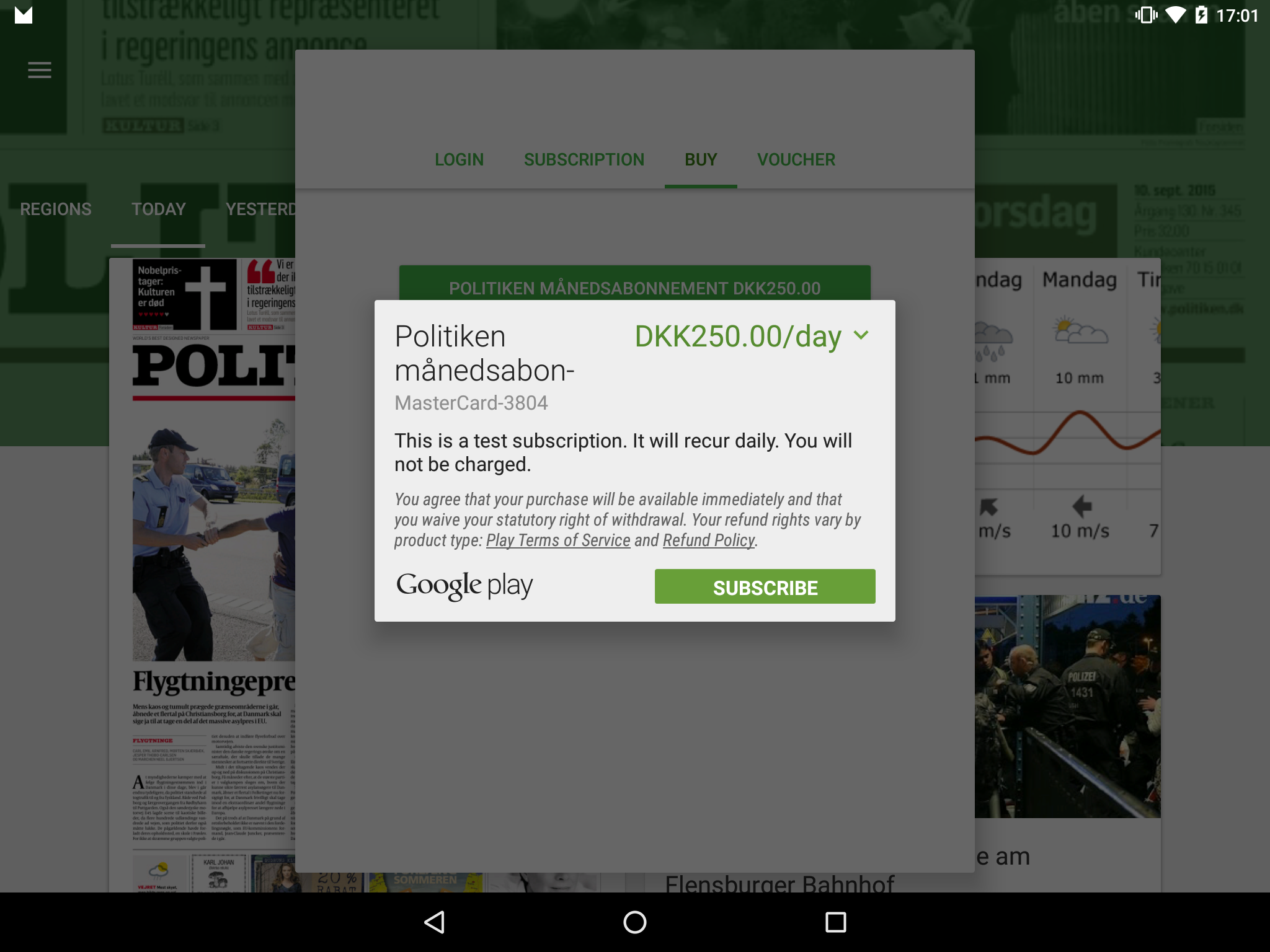 cancel subscription on google play